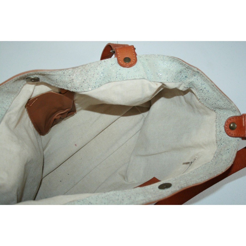 Maurizio Taiuti Brown Orange Leather Women's Tote Handbag Purse - Picture 8 of 12